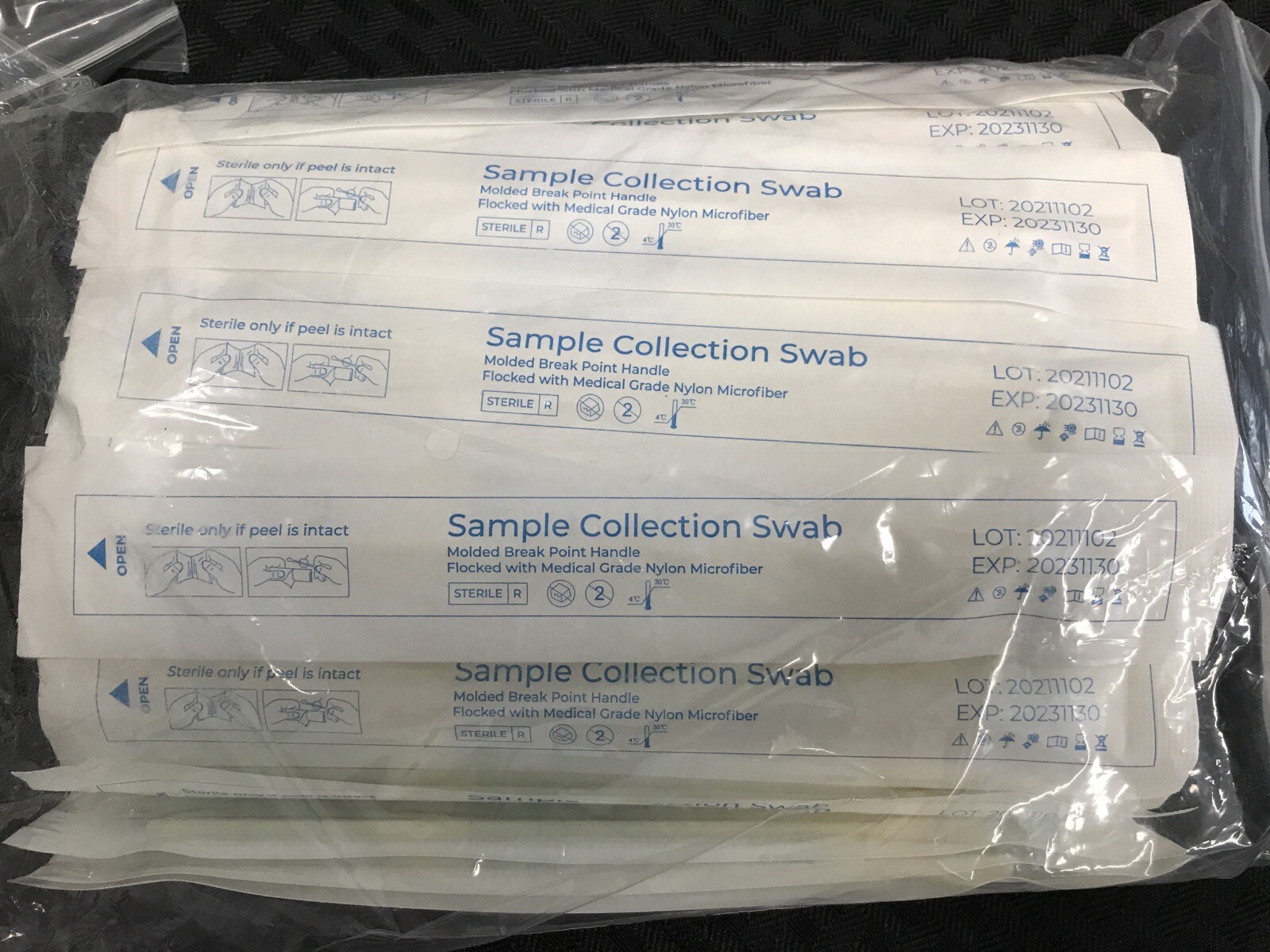 (1482) Sample Collection Swabs 6” Molded Break Point Handle Nylon Microfiber Tip