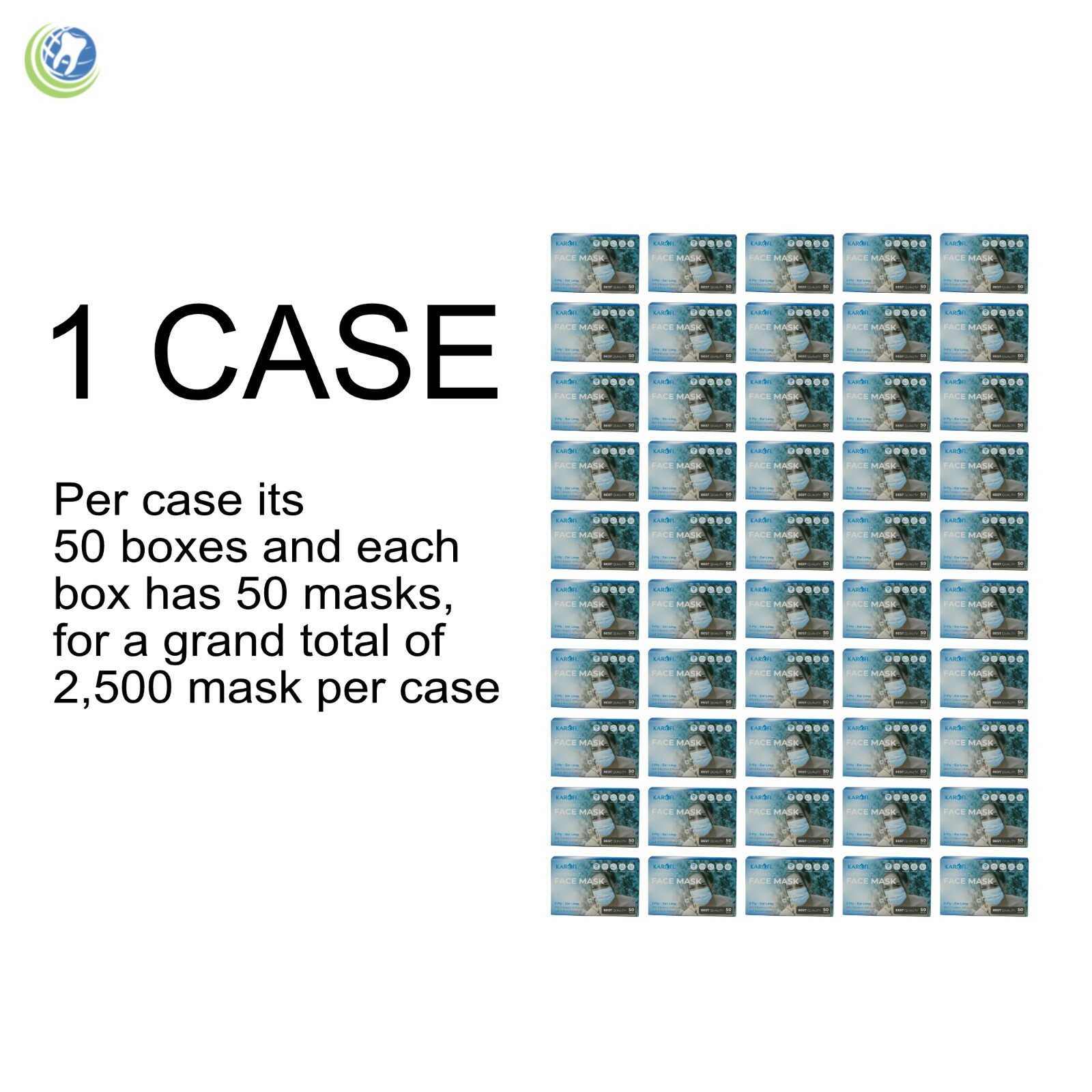 2500 3-Ply Face Mask Non-Medical Surgical Earloop Mouth Cover 50 Boxes/Case