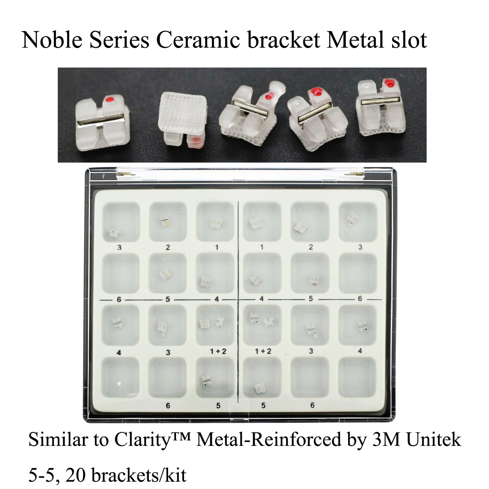 3M Clarity type Orthodontic Ceramic Bracket Braces Clear Metal slot Roth MBT 022