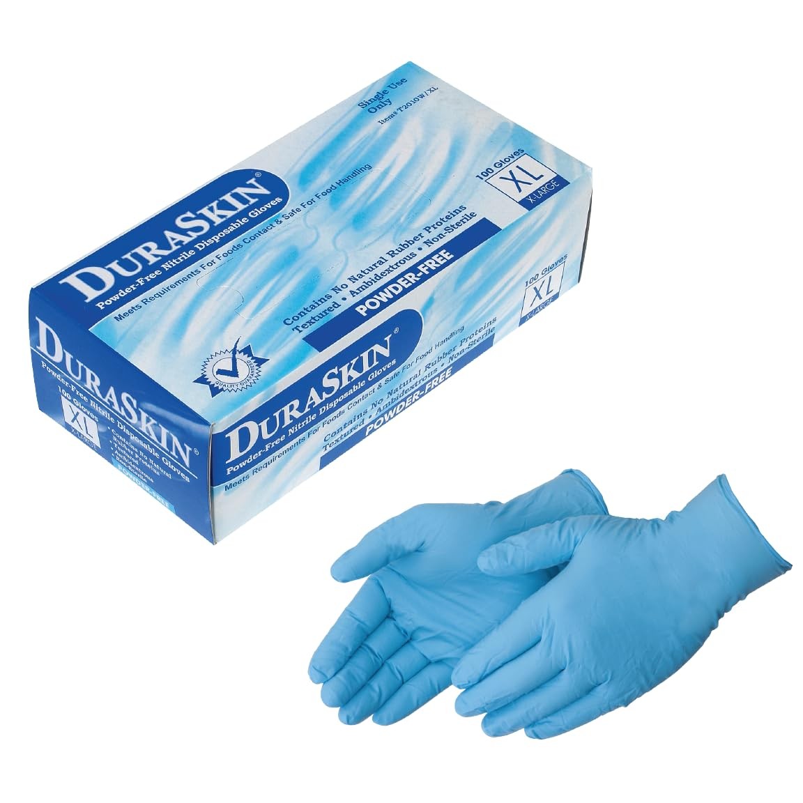 Liberty DuraSkin Nitrile Disposable Gloves, Blue, Large, 100~Count