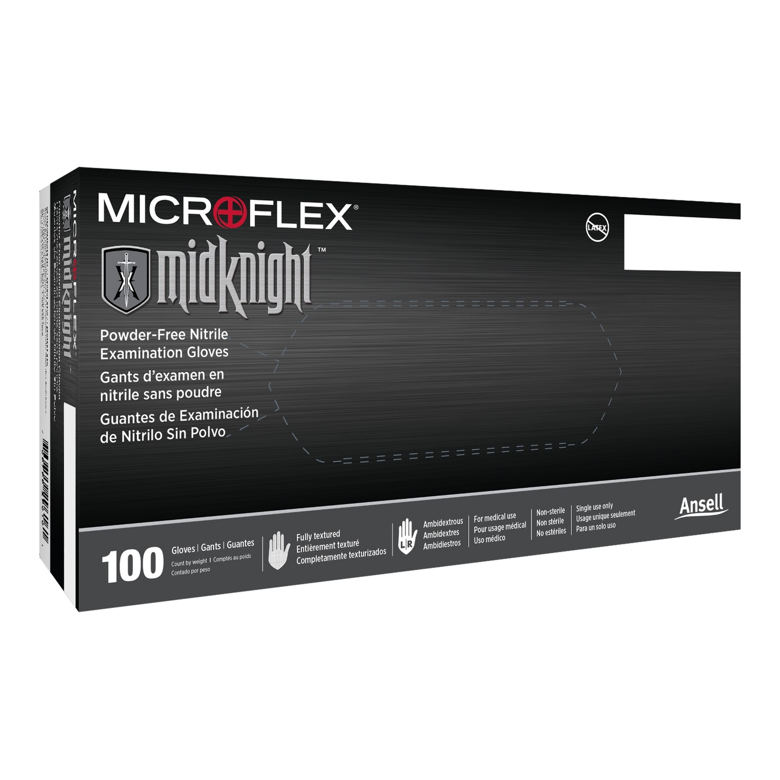 MICROFLEX MidKnight Nitrile Exam Glove Standard Cuff Length SMALL 100 per Box