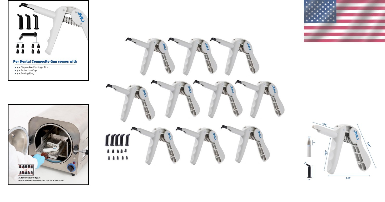 Professional 10-Pack Dental Composite Gun Applicator – Sterilizable & Efficient