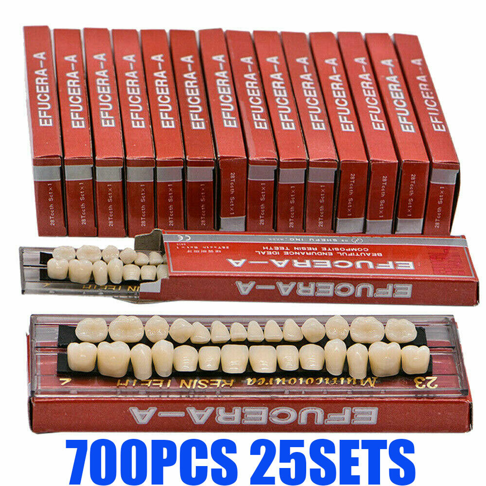 25 Sets Denture 23# Shade A2 Acrylic Resin Full Set Teeth Upper Lower Dental US#