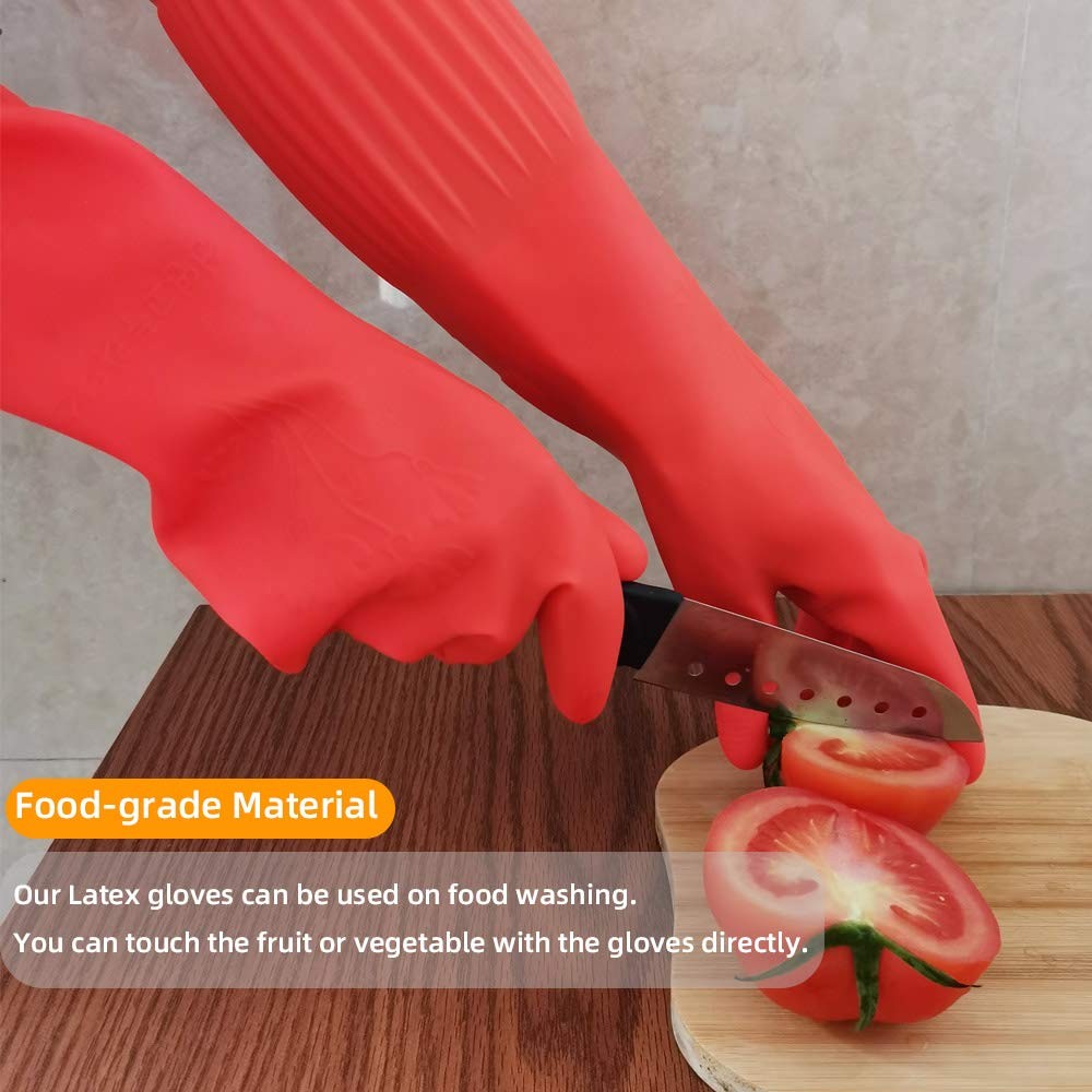 ThxToms Rubber Dishwashing Gloves, 2~Pair, Fleece~Lined, Waterproof, Large