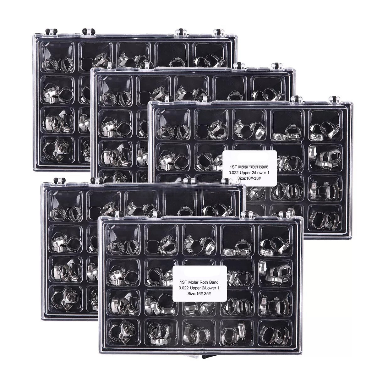 5X Dental Orthodontic 16#-35 1st Molar Bands with Buccal Tube Roth.022 80Pcs/Box