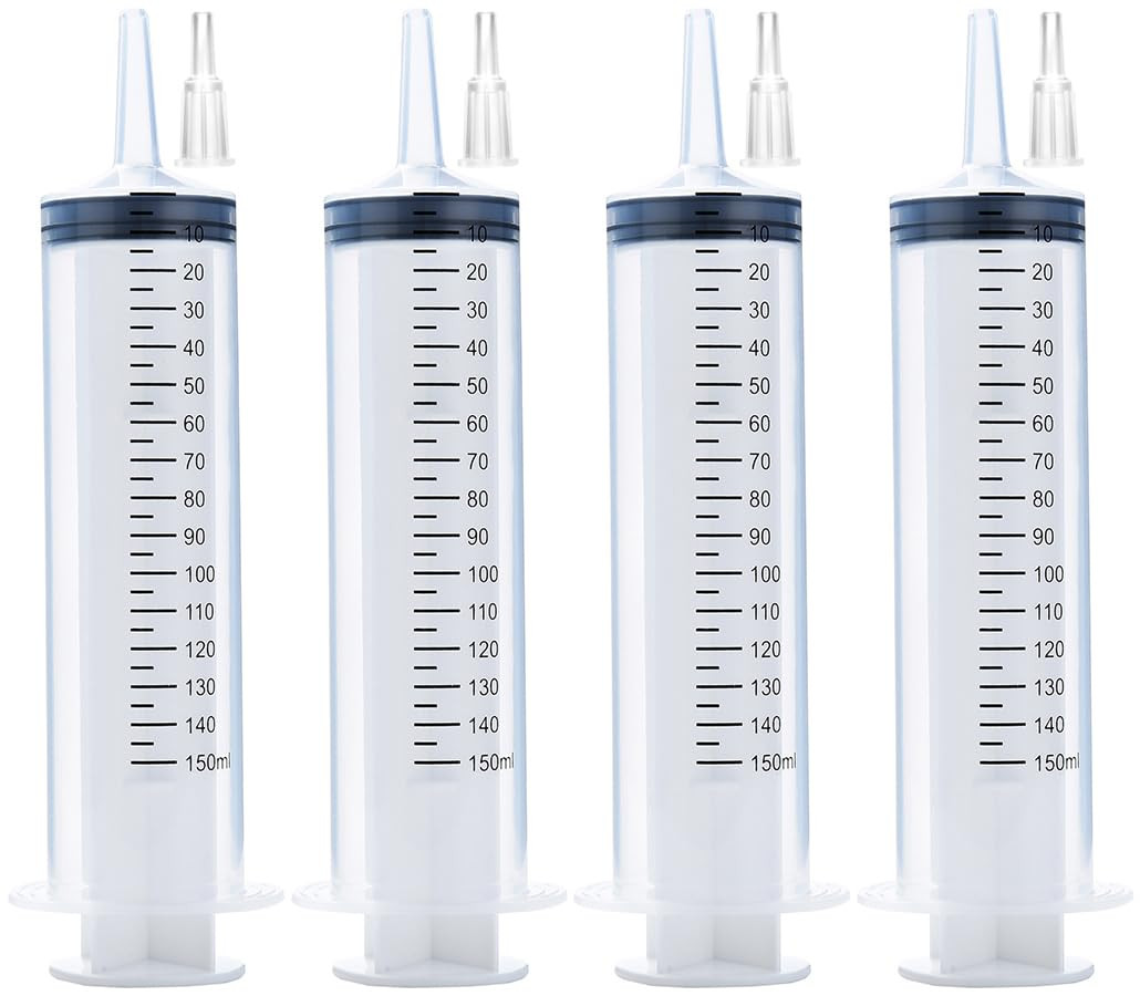 4 Pack 150ml Syringe with Tip Adapter Large Plastic Garden Industrial…