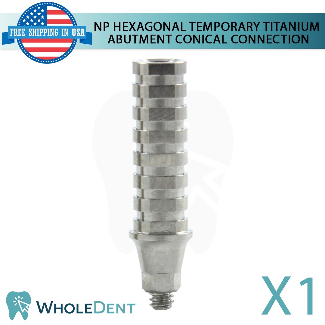 1x NP Conical Connection Hexagonal Temporary Titanium Abutment Dental Ø4.5mm
