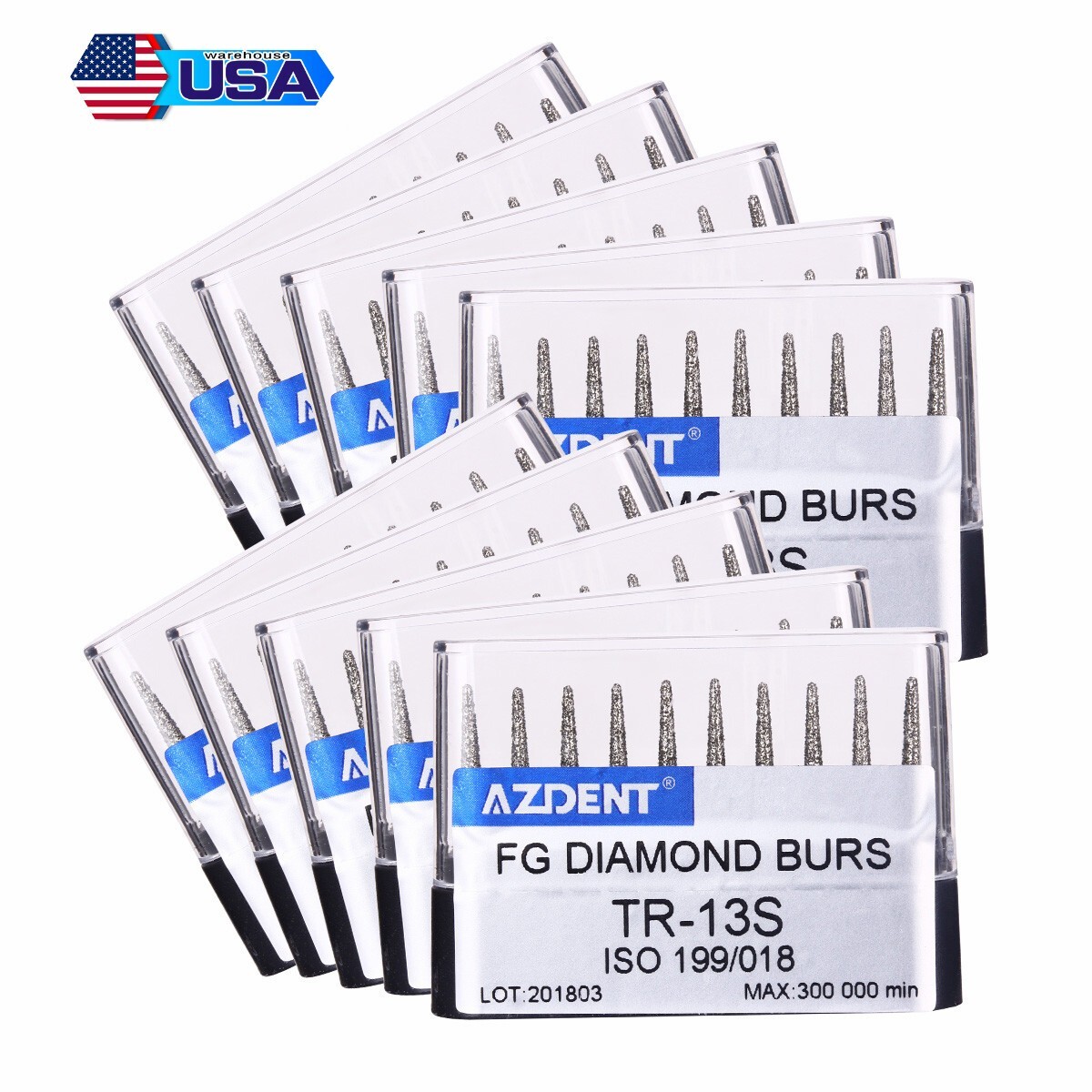 100pcs Dental Diamond Burs TR-13S Abrade Crown Cavity Preparation for High Speed