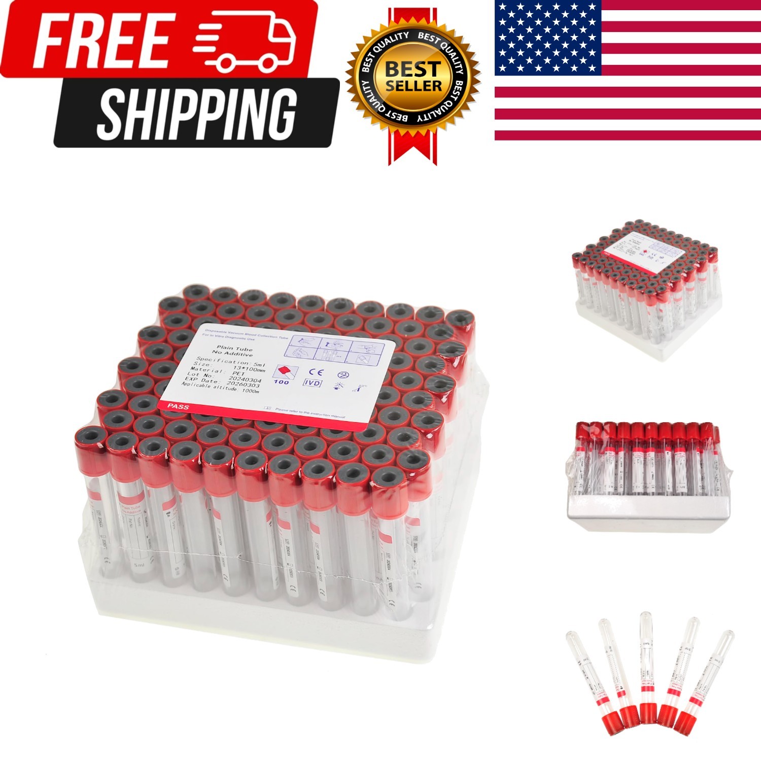 Pet Animals Lab Vacuum Blood Collection Tubes No Additive Coagulation Blood C…