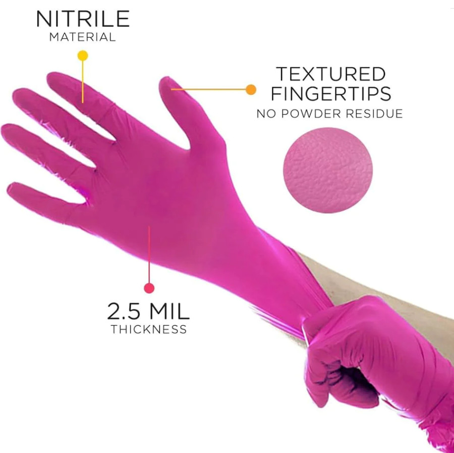 200 Medium Pink Nitrile Exam Gloves, M, Aurelia Blush Latex Free Pwdr Free