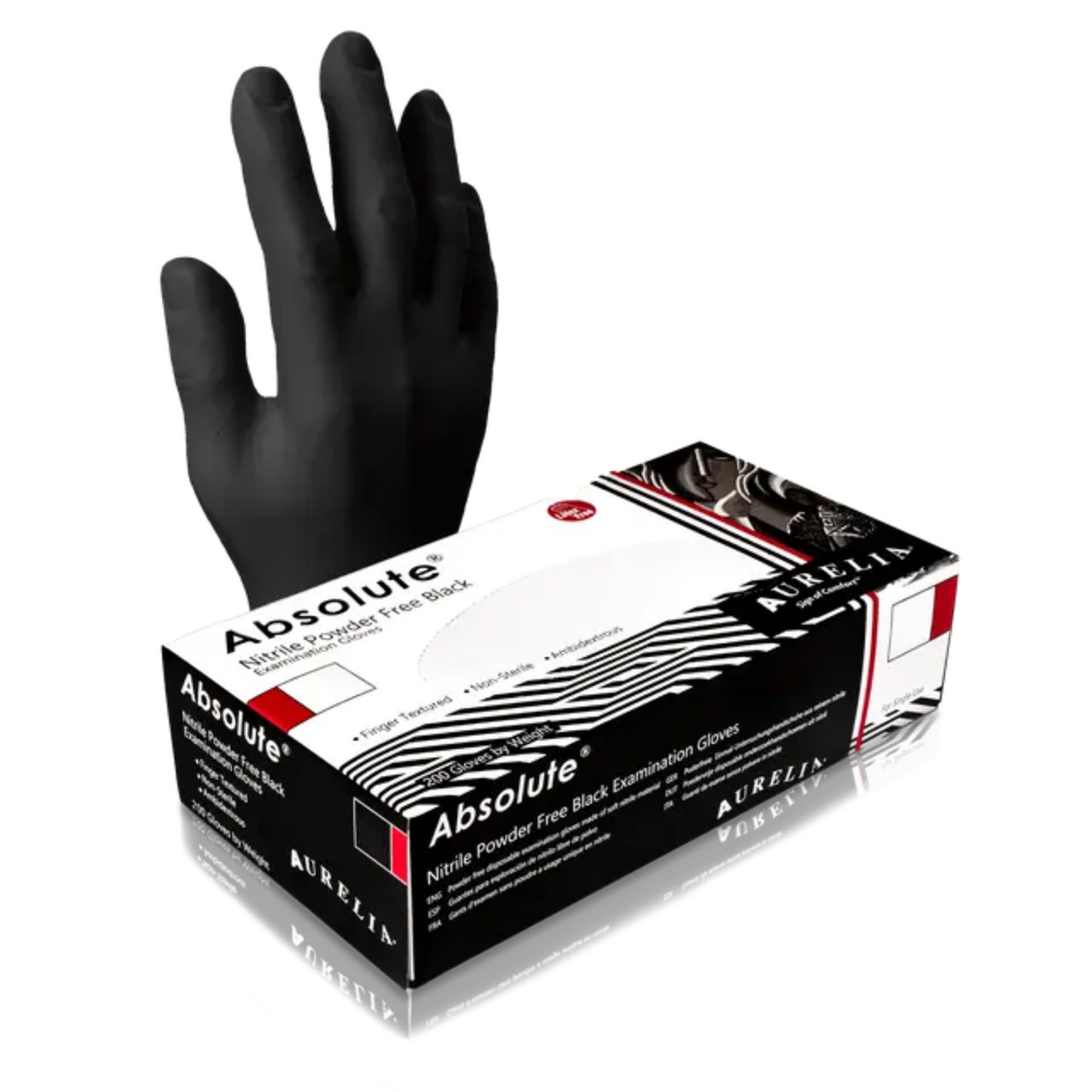 Aurelia Absolute 100 Med.Grade Black Gloves, Nitrile PF, 100/Box, Small