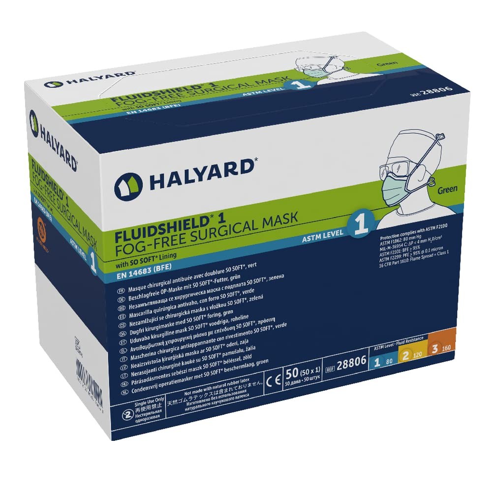 FLUIDSHIELD 1 Disposable w/Ties, w/SO SOFT Lining, Pleat-Style, Fog-, Green, …