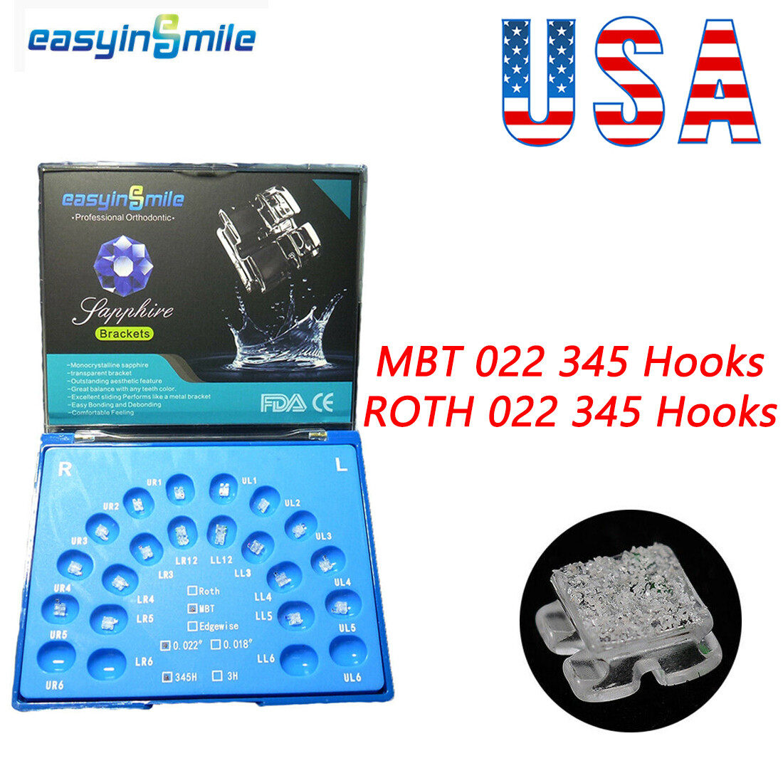 Ortho Monocrystalline Sapphire Dental Ceramic Brackets MINI Clear Brace MBT/ROTH