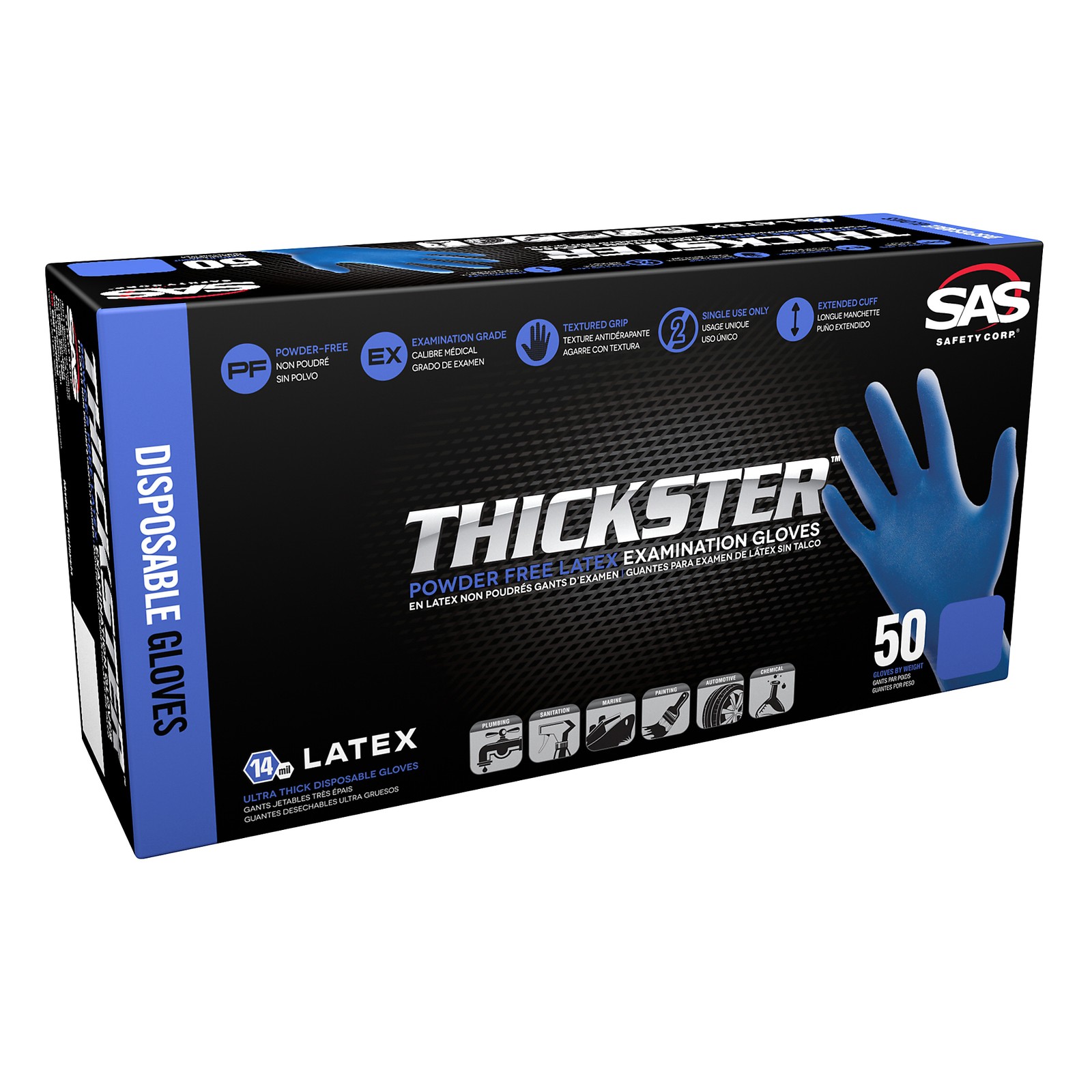 SAS Safety, Thickster Latex Disposable Gloves – 14 Mil, Powder-Free, 12in.