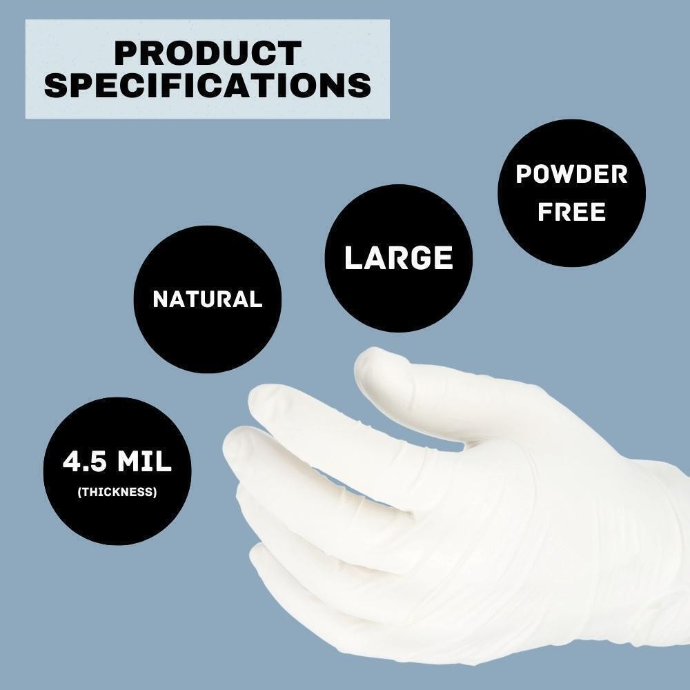 Powder Free Latex Disposable Exam Gloves Large 4.5 Mil Natural Rubber 72000 Qty