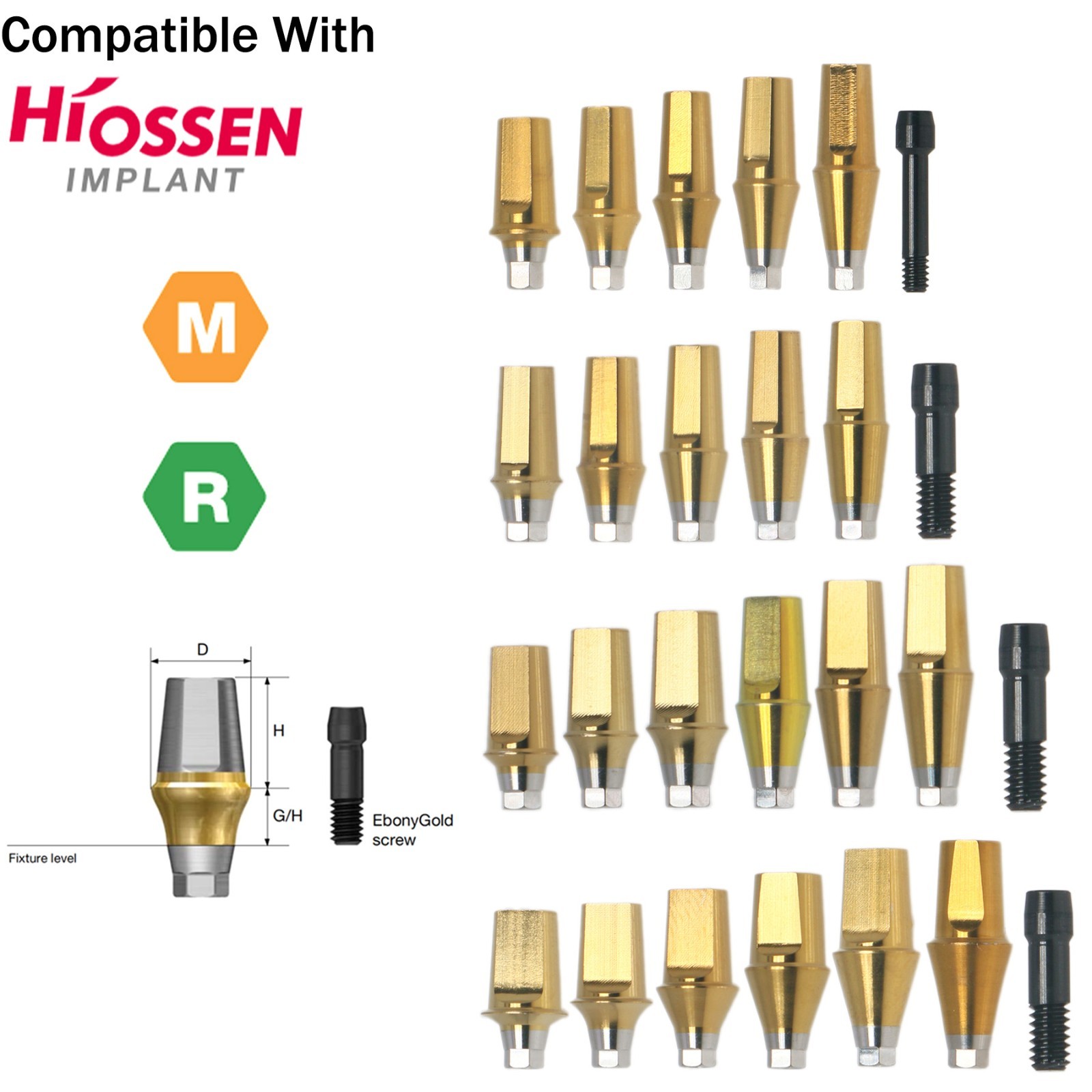 US Dental 17° Angled Anatomic/Straight Transfer Abutment Fit Hiossen Osstem M/R