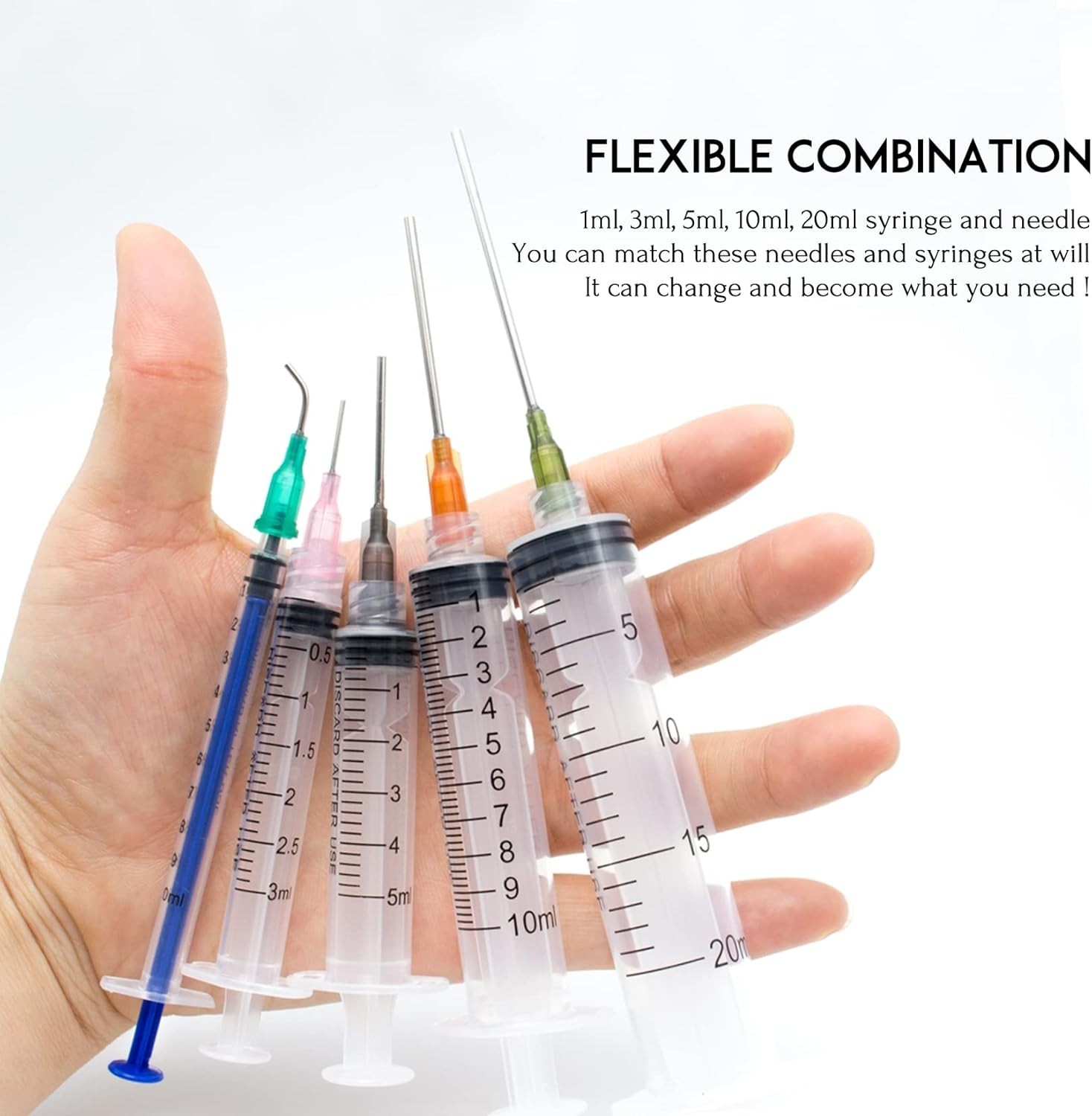 Glue Applicator Syringe with Blunt Tip Needle and Cap, for Liquid, Glue, Ink, Pe