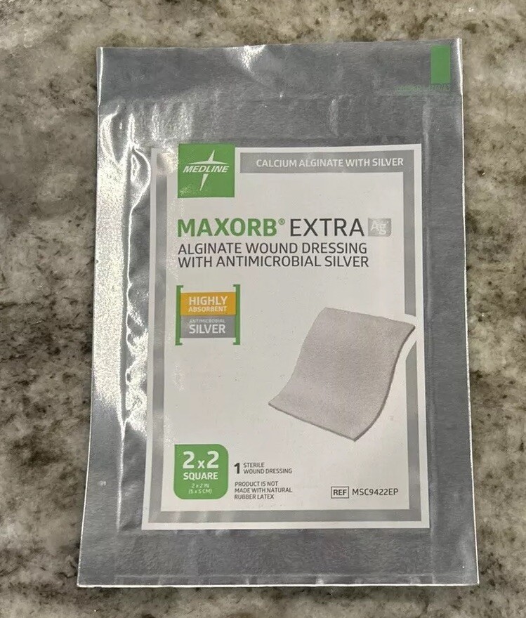 Medline Maxorb Extra AG 2″ x 2″ Dressings – 5 Dressings – MSC9422EP