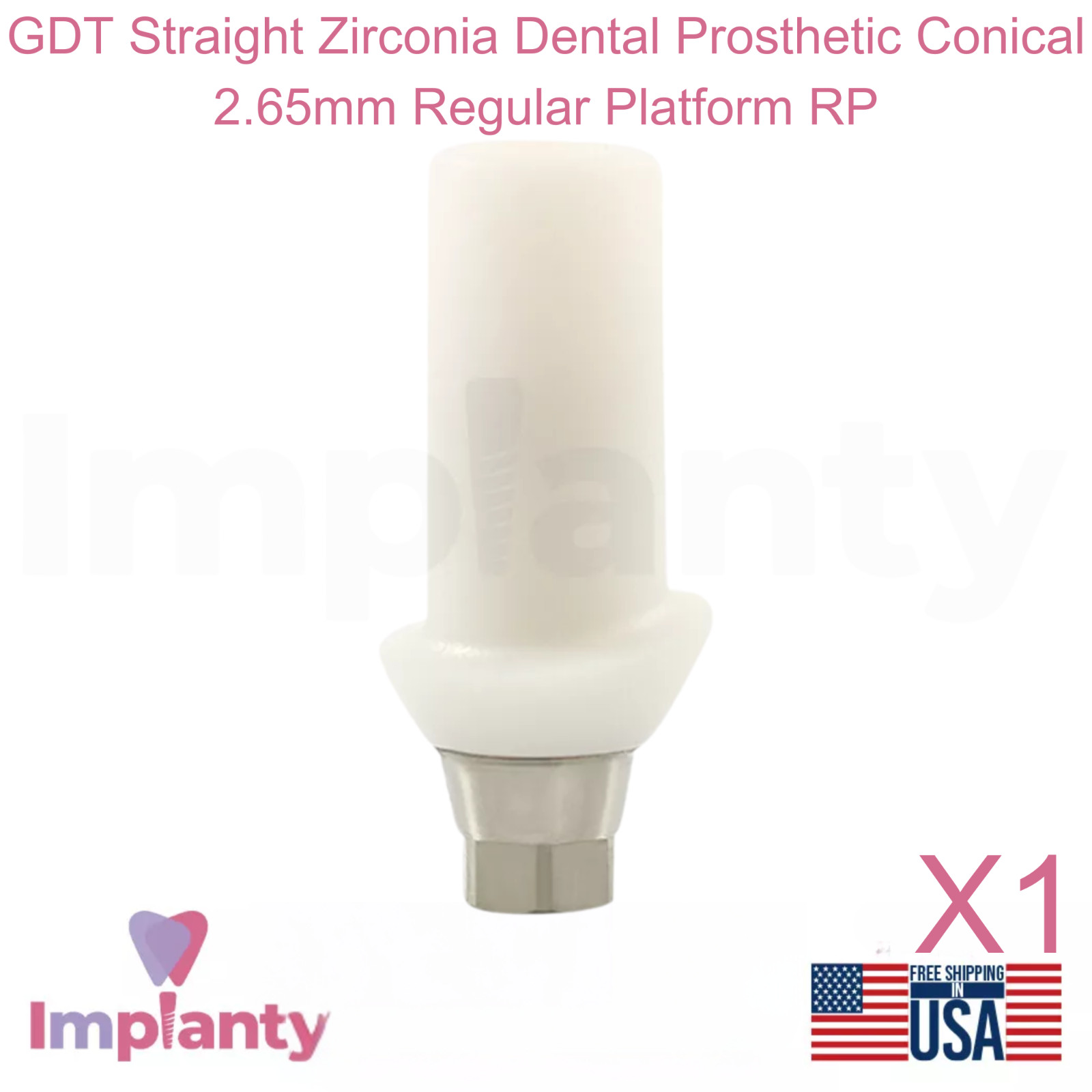 GDT Straight Zirconia Dental Prosthetic Conical 2.65mm Regular Platform RP