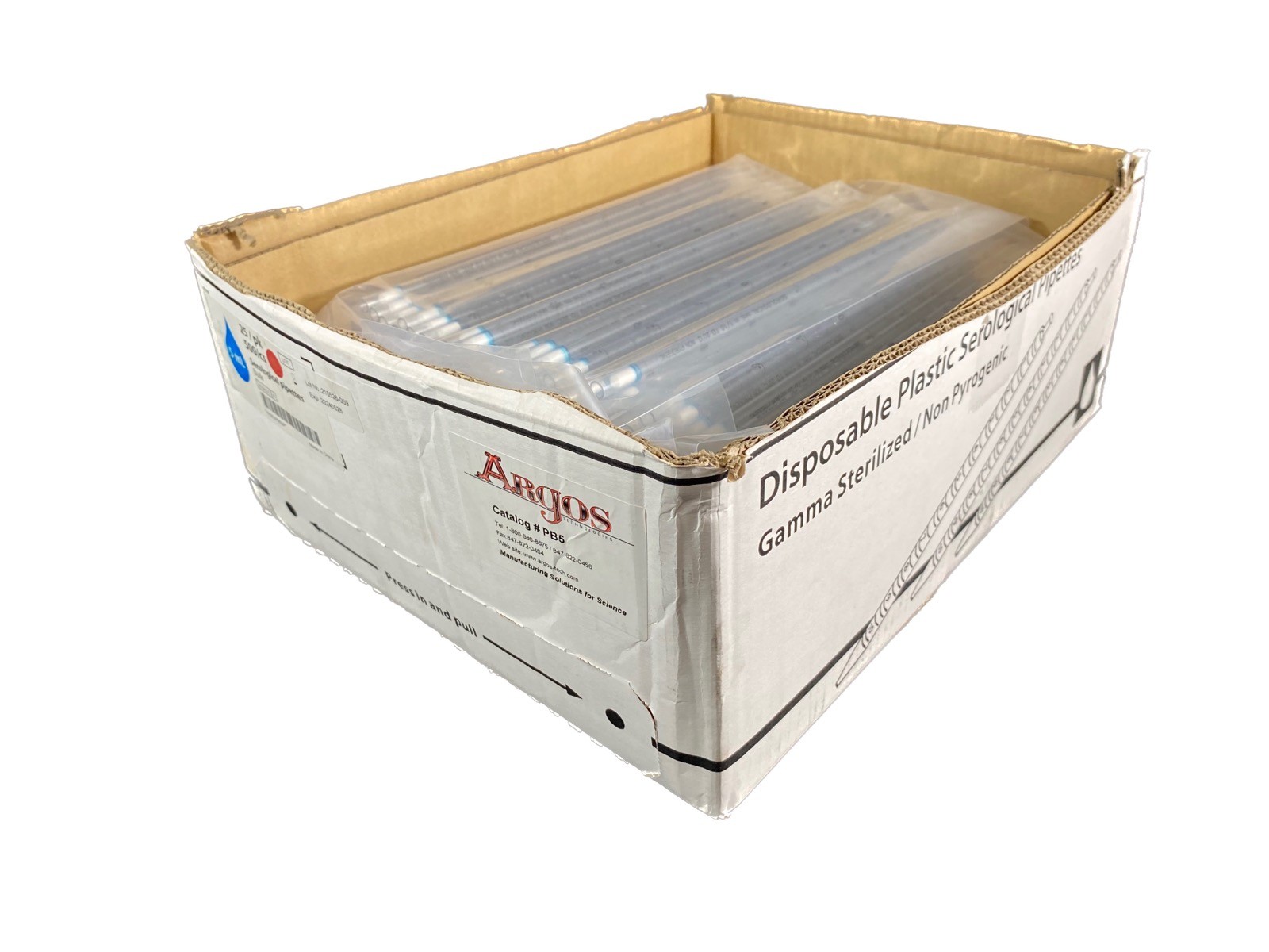 ARGOS TECHNOLOGIES 5ml x 0.1mL PS Sterile Serological Pipettes PB5 (375/Case)
