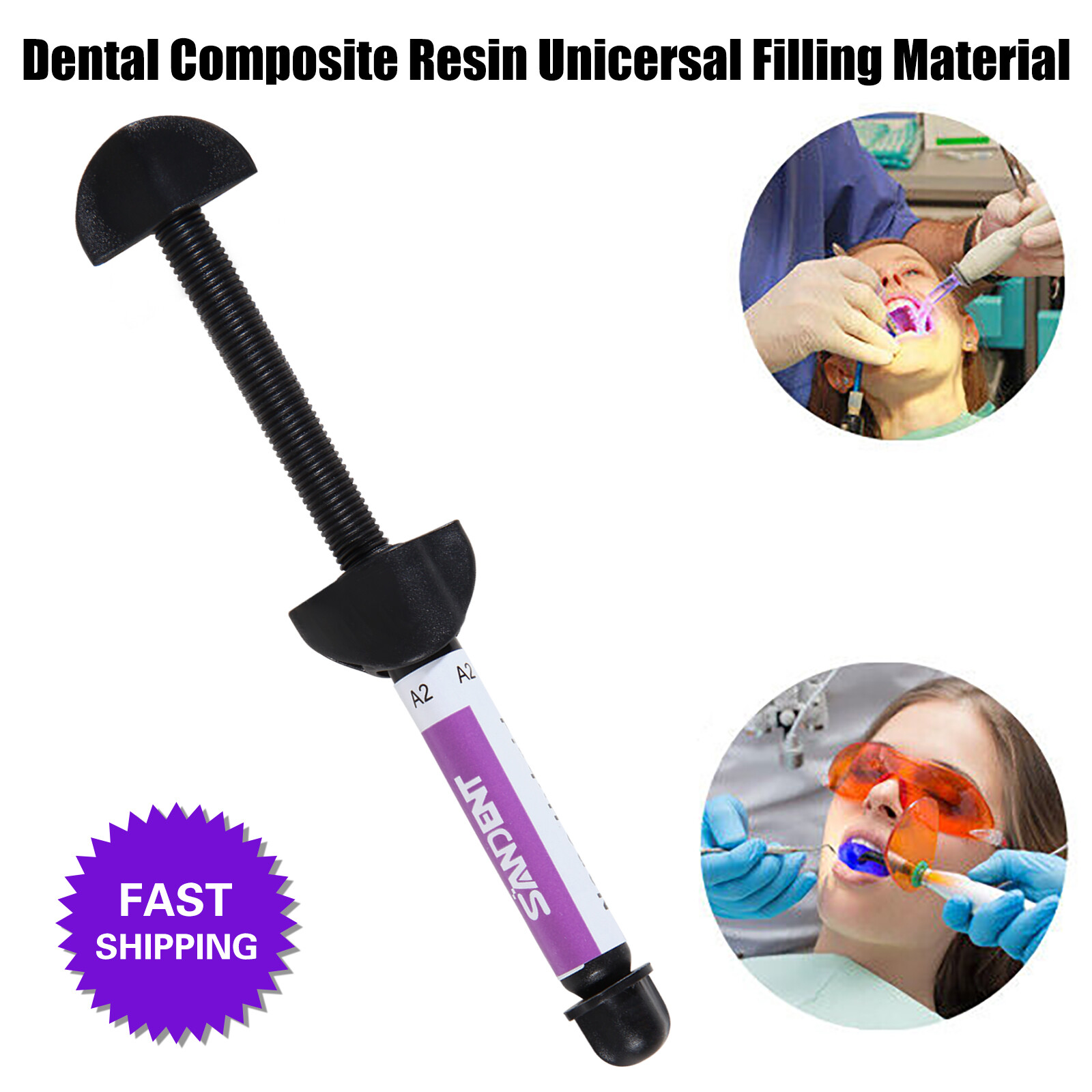 20PCS Dental Composite Universal Light Cure Hybrid Resin A2 Syringe Kit