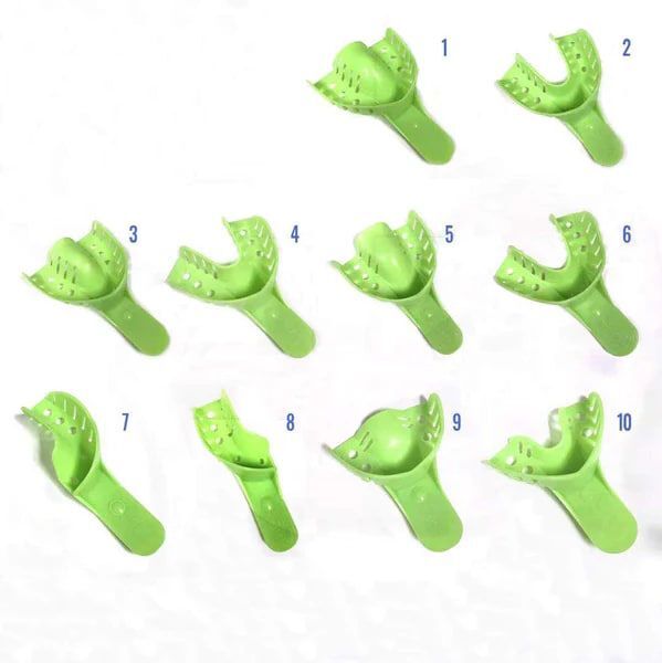 Plastcareusa Dental Autoclavable,Perforated Impression Trays #1-#10,Green.12/pk
