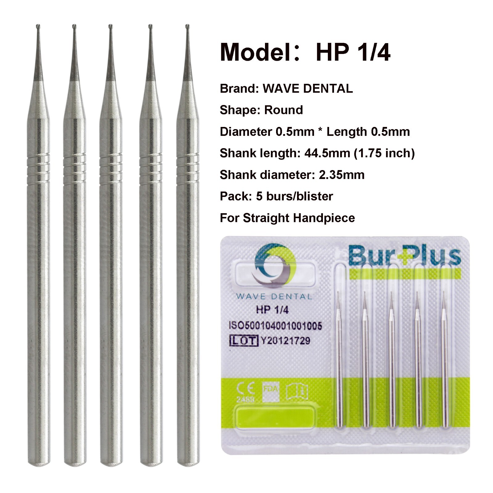 Wave Dental Carbide Burs Round HP Surgical Burs for Straight Handpiece HP 8 37