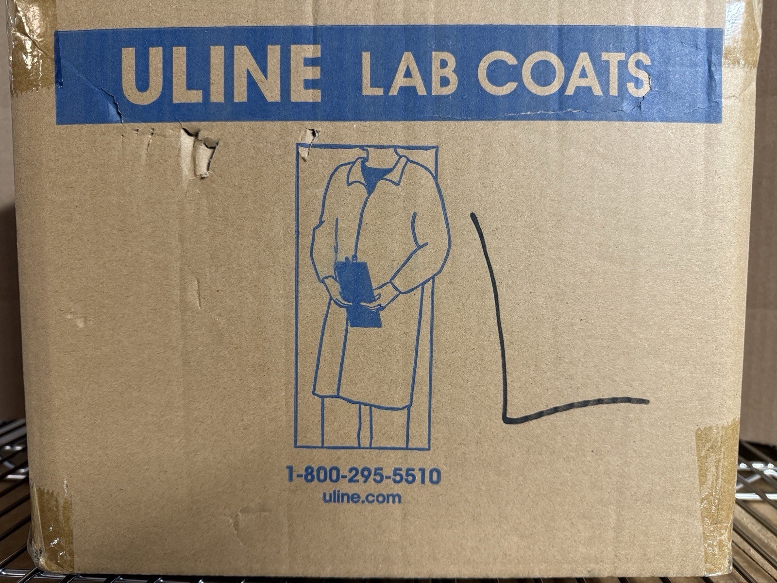 Uline Navy Polypropylene Lab Coats Large S-15374NB-L 25/Box Snap Front