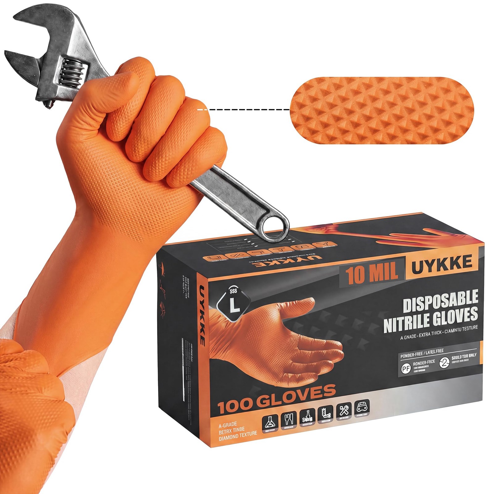 10mil Nitrile Gloves Thick,Industrial Disposable Gloves with Diamond Textured…