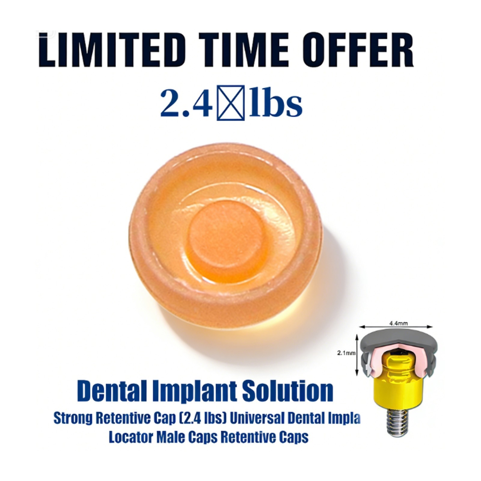 US Locator Overdenture Male Retention Caps Processing Kit PEEK Inserts Fit Zest