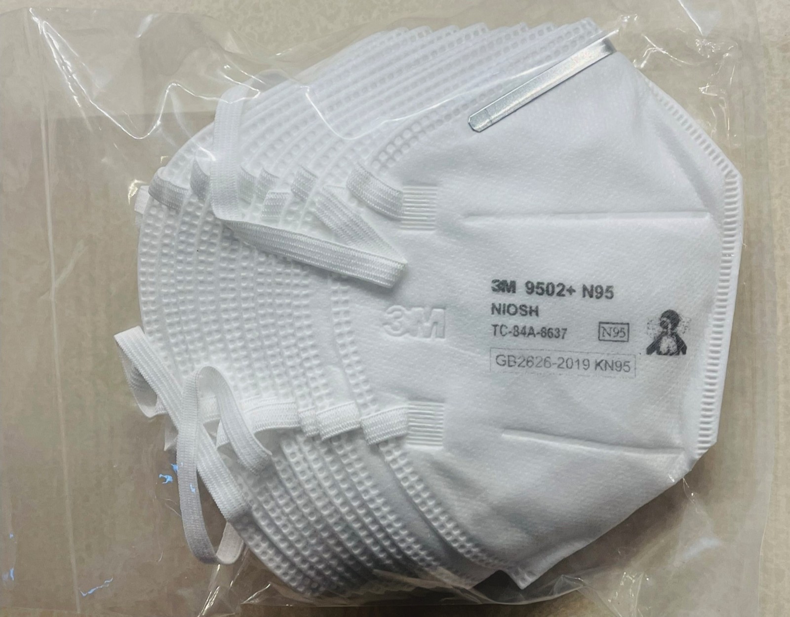 N95 9502 NIOSH TC-8448637 Facemask (10 pack) (New in sealed baggie) (MFG: 3M)