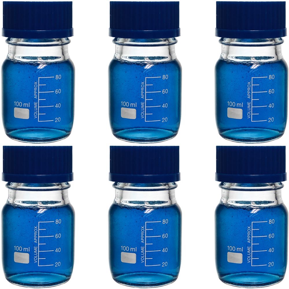 100ml Glass Round Media Storage Bottles with GL45 Screw Cap (Pack of 24)