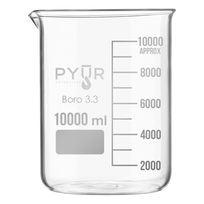 Pyur Scientific 3.3 Borosilicate Glass Beaker w/ Graduations & Spout 10,000 ML