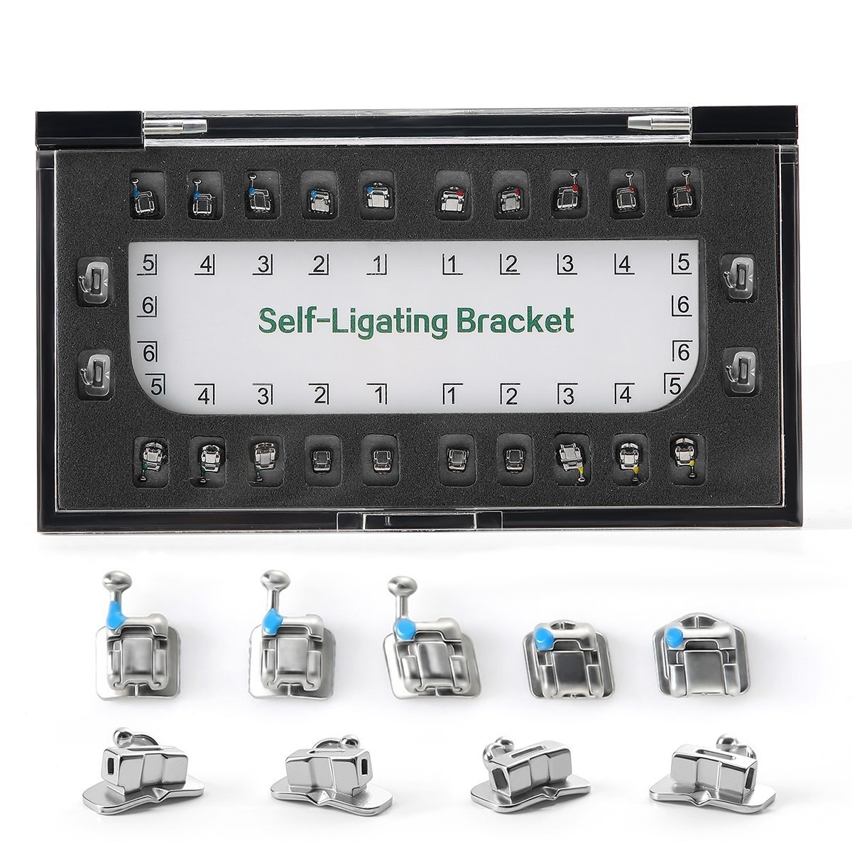 AZ Dental Orthodontic Self-Ligating Brackets Roth 0.022 Hook 345+4pcs 1st Tubes
