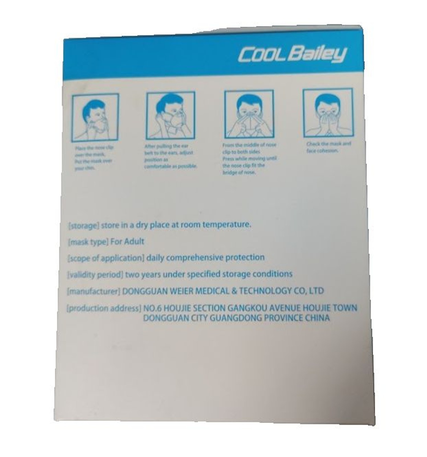 150 K95 Face Masks White 6 Boxes of 25 Each Cool Bailey Disposable Personal Use