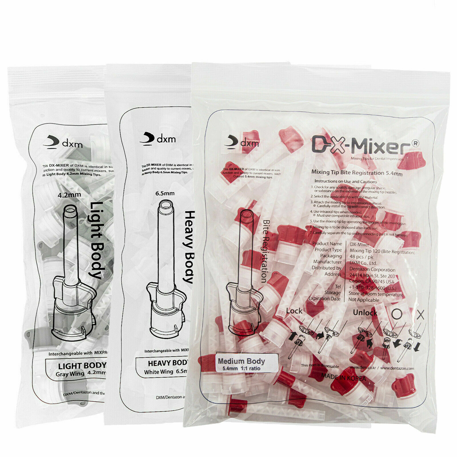 480(10Pks) DX-Mixer Dental Impression Mixing Tips Ratio 6.5/5.4/4.2mm Made Korea