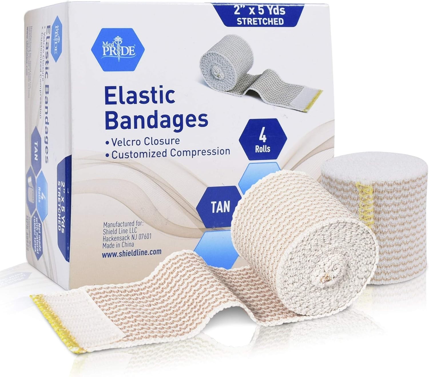 MED PRIDE 2» x 5 Yards Self Closure Elastic Bandages [4 Rolls]