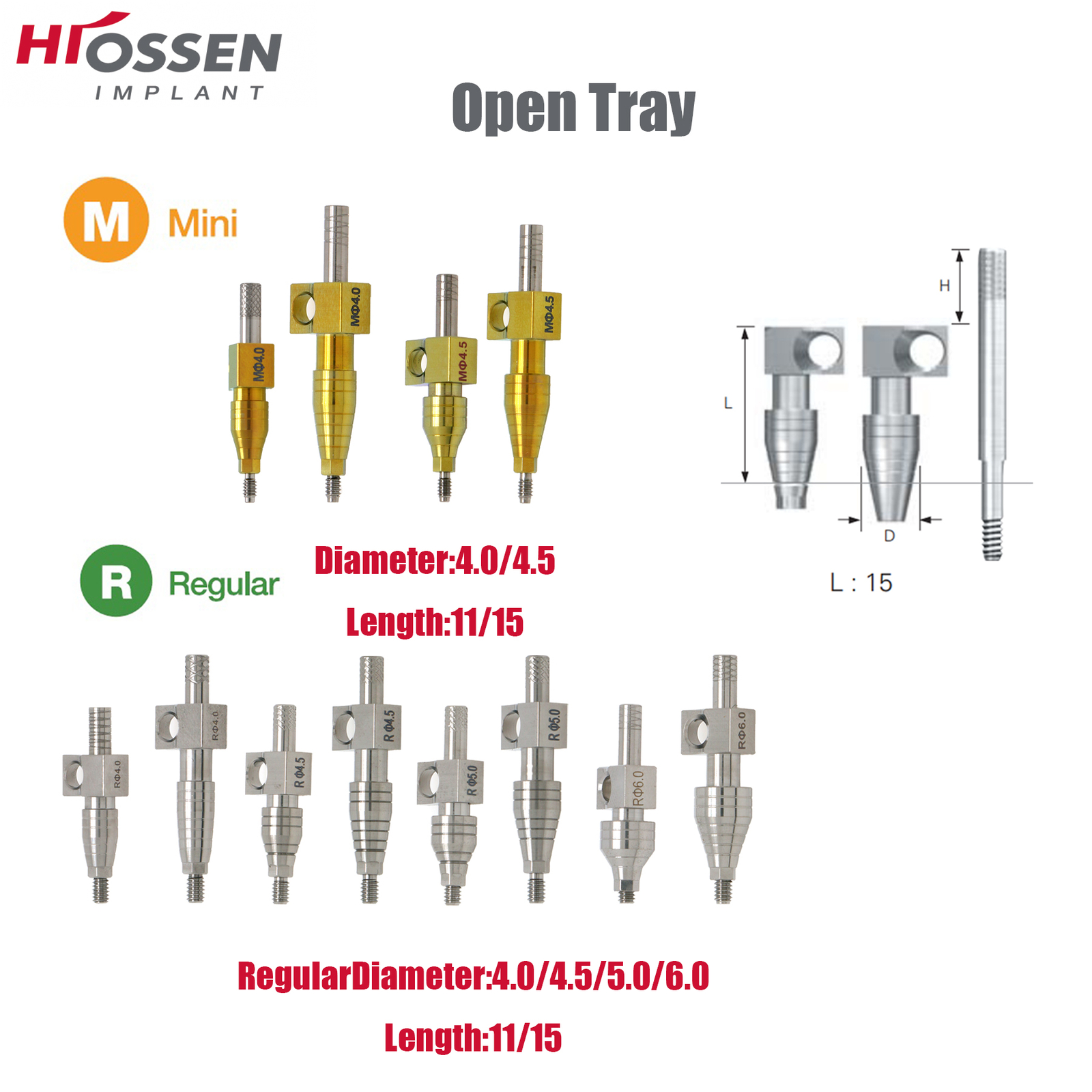 US ET lmplant lmpression Coping Analog Regular Mini Open Closed Tray Fit Hiossen