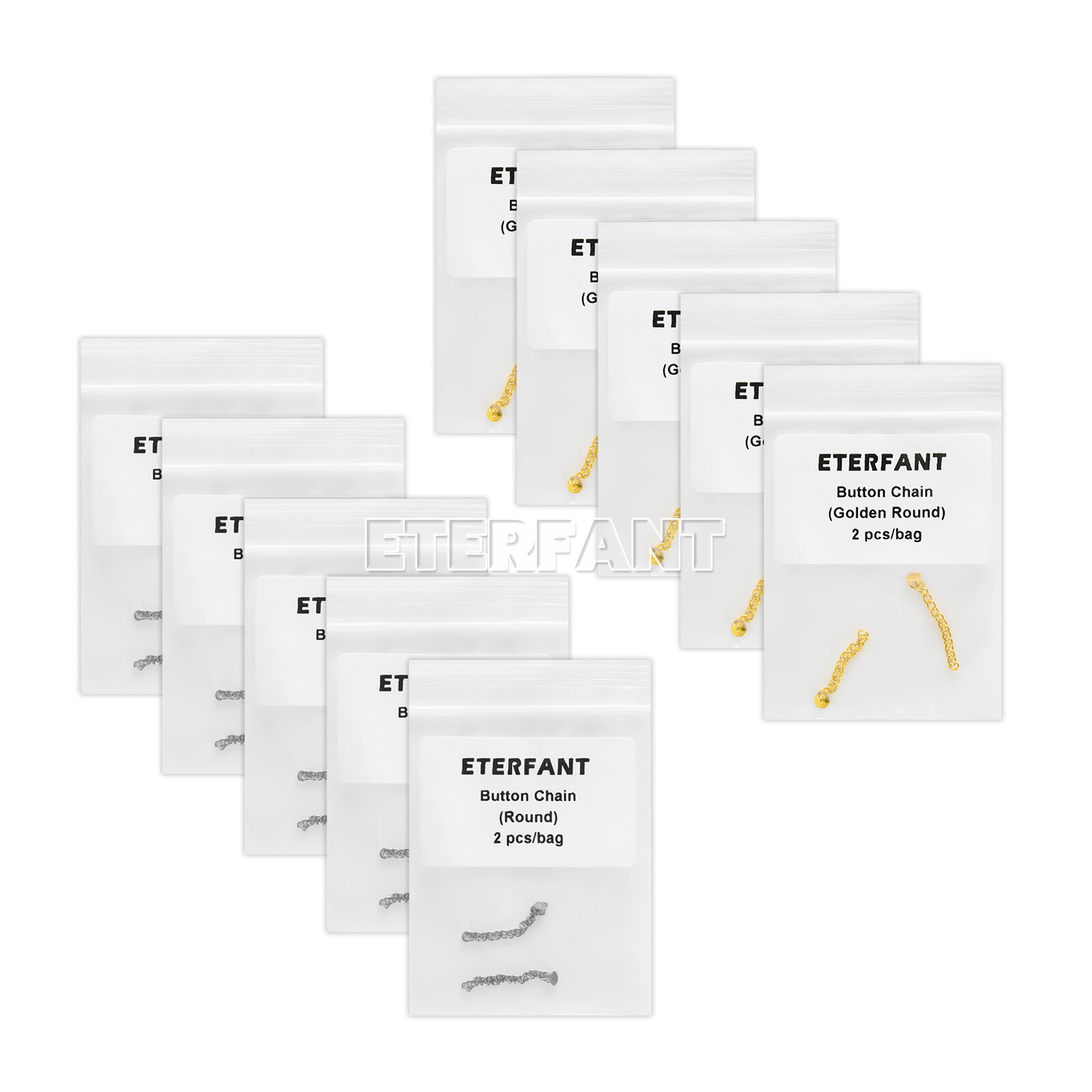 ETERFANT Dental Ortho Lingual Button Traiction Chains Round Plated Silver/Gold