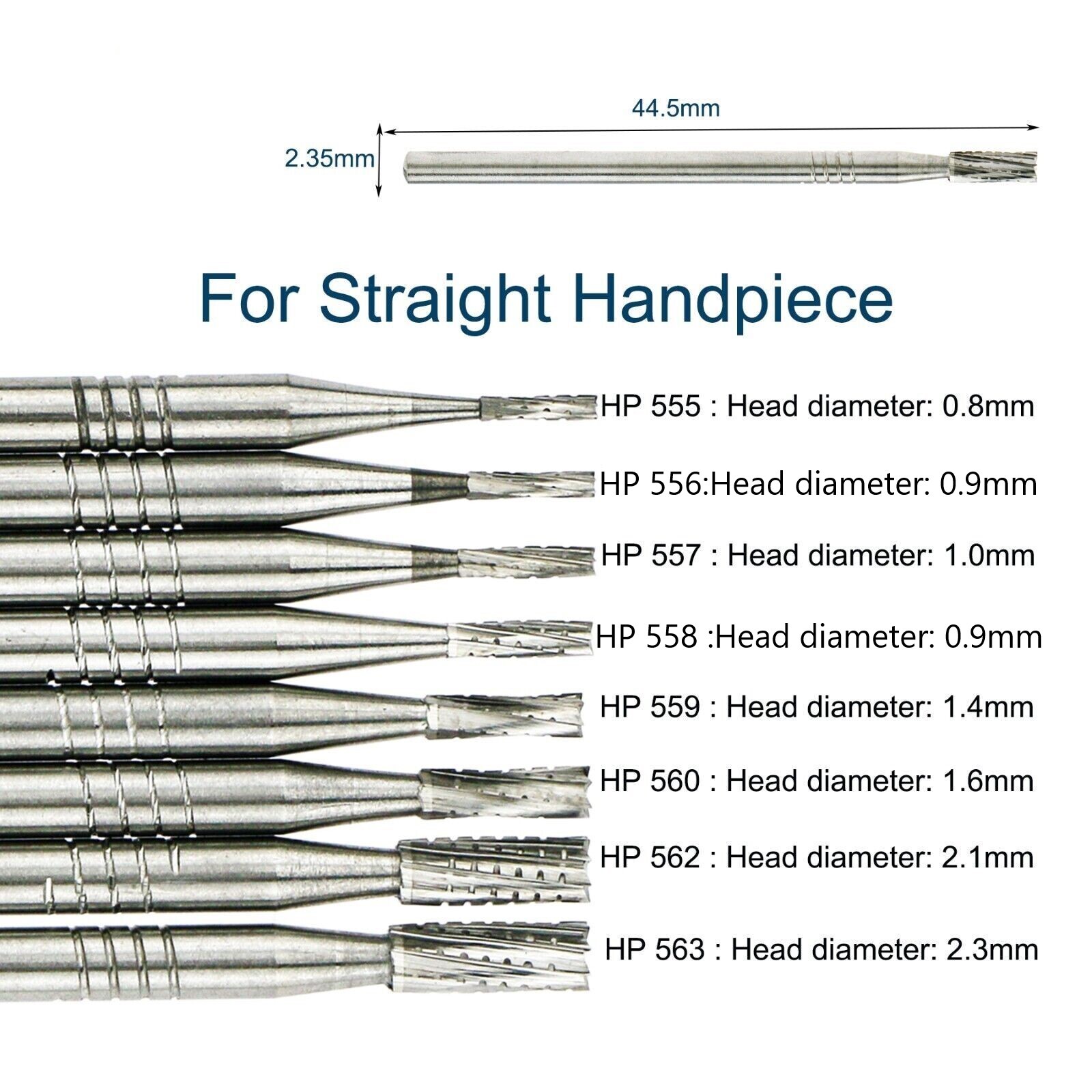 Dental Straight Handpiece Bur HP555 556 557 558 559 560 562 563 Tungsten Carbide