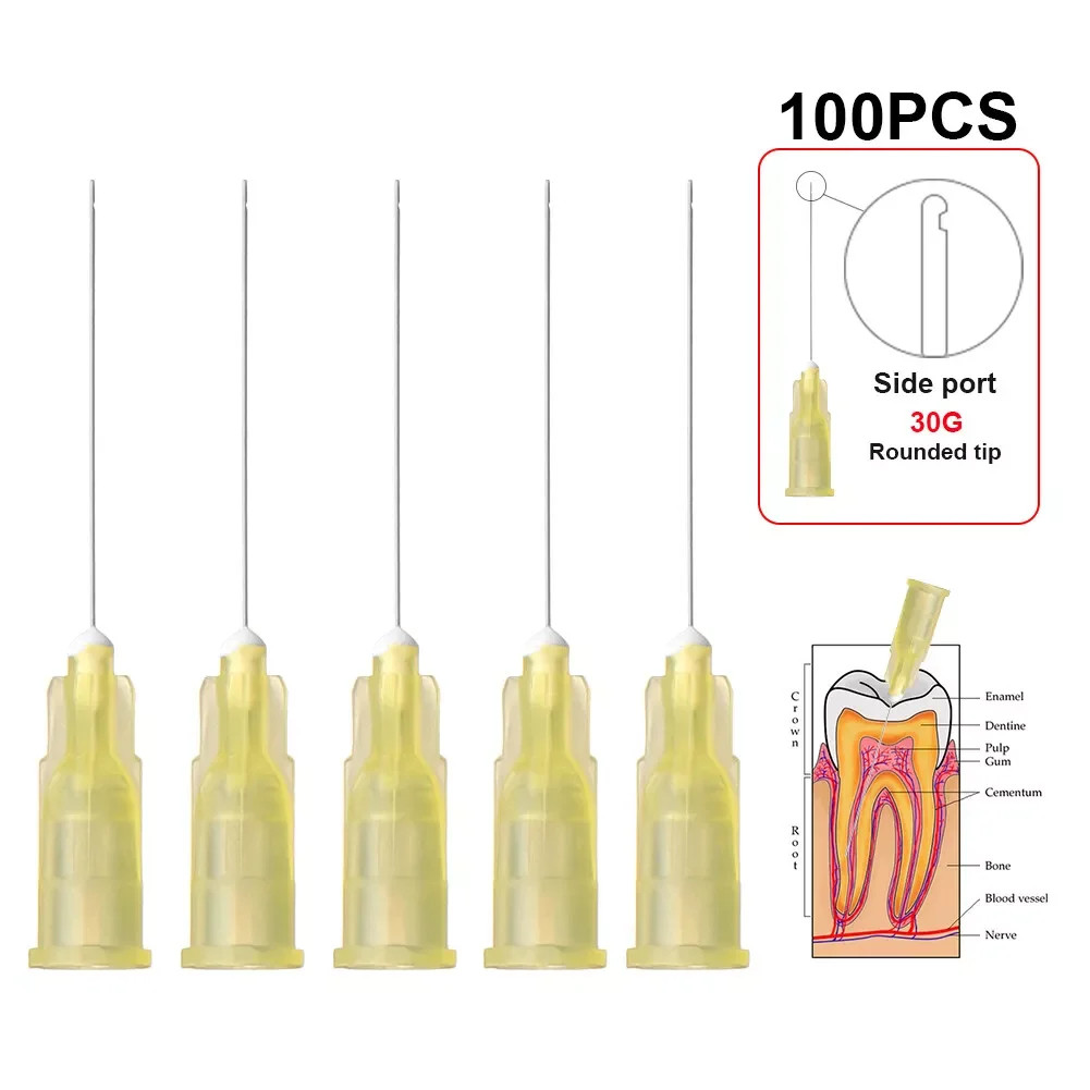 100pcs Dental Endo Irrigation Needle Tip 30GA End-Closed Side Hole Syringes NEW