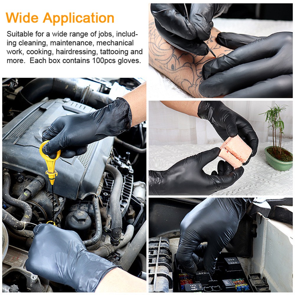 100pcs Disposable Nitrile Latex Free Powder Free Oil Proof Wear Resistant
