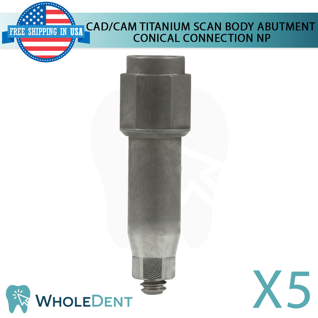 5x Dental Titanium Scan Body 10mm Narrow Platform NP Conical Hex 2.25mm CAD/CAM