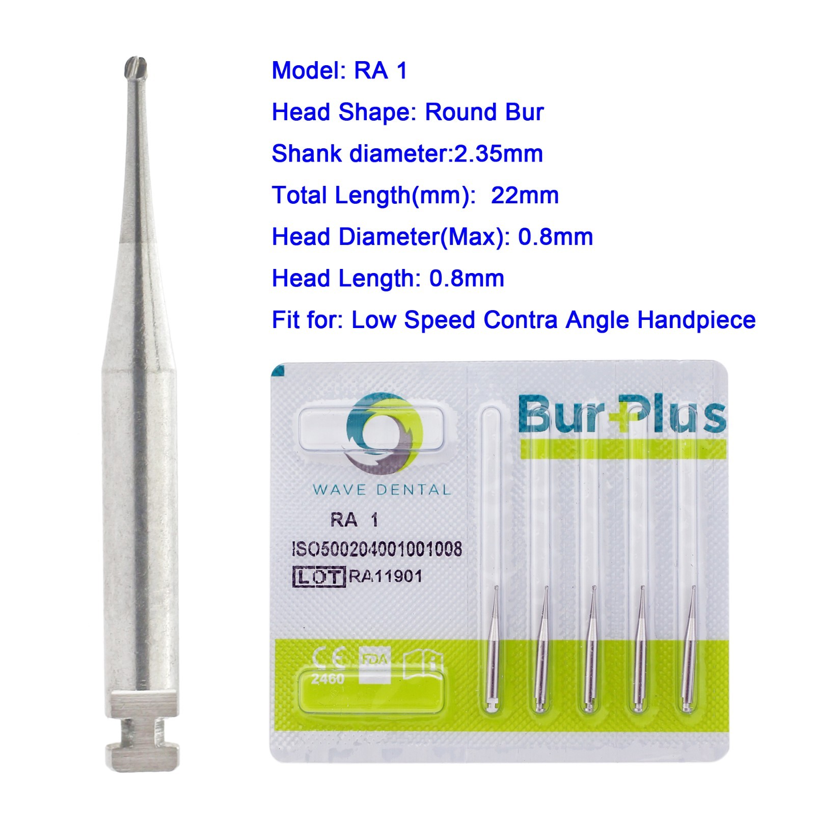 Wave Dental Contra Angle Burs Carbide Latch Round Bur Prima Low Speed Bur RA 4 8
