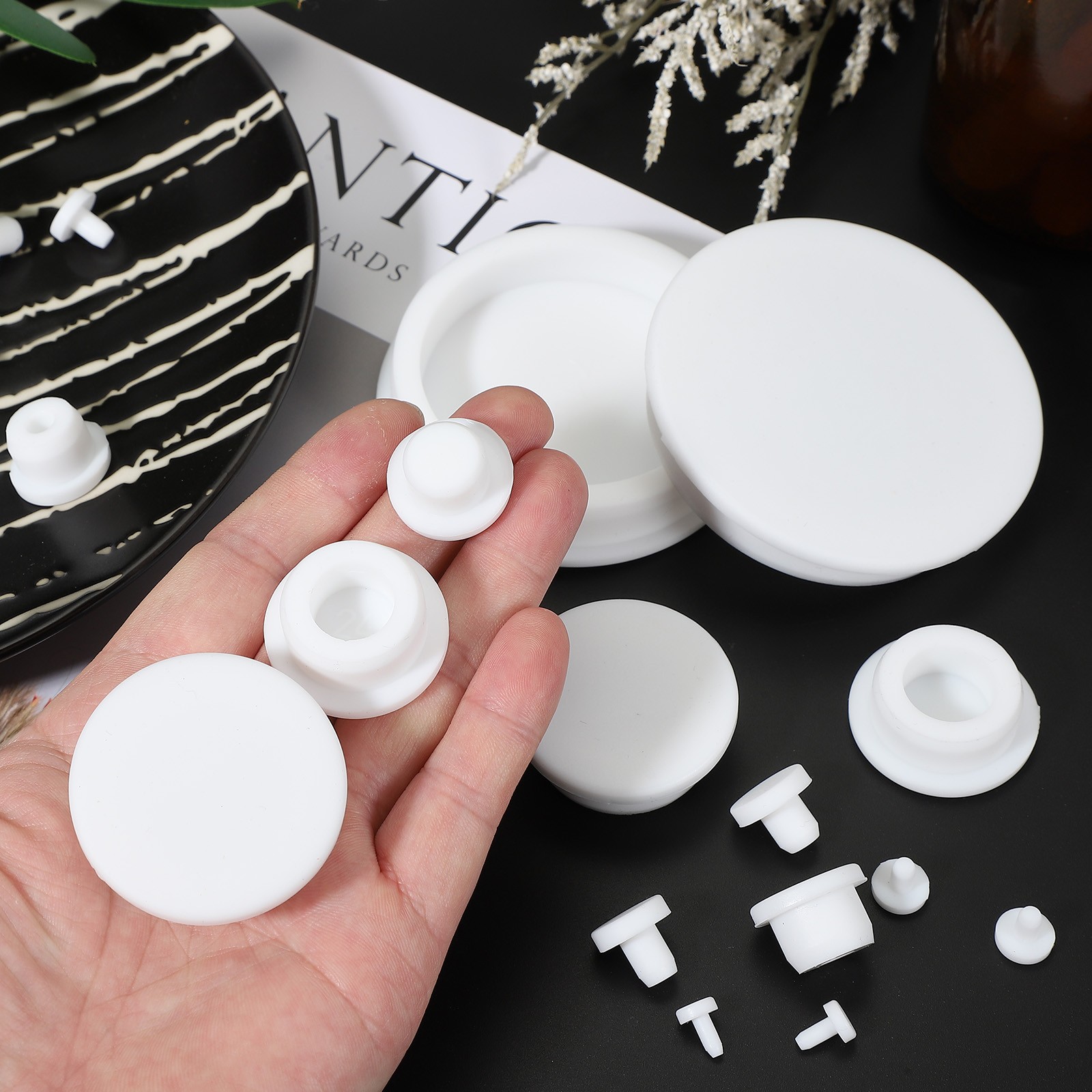 25Pcs T Shaped Solid Silicone Stopper Dia 3 Mm/0.12″ Rubber Plugs White
