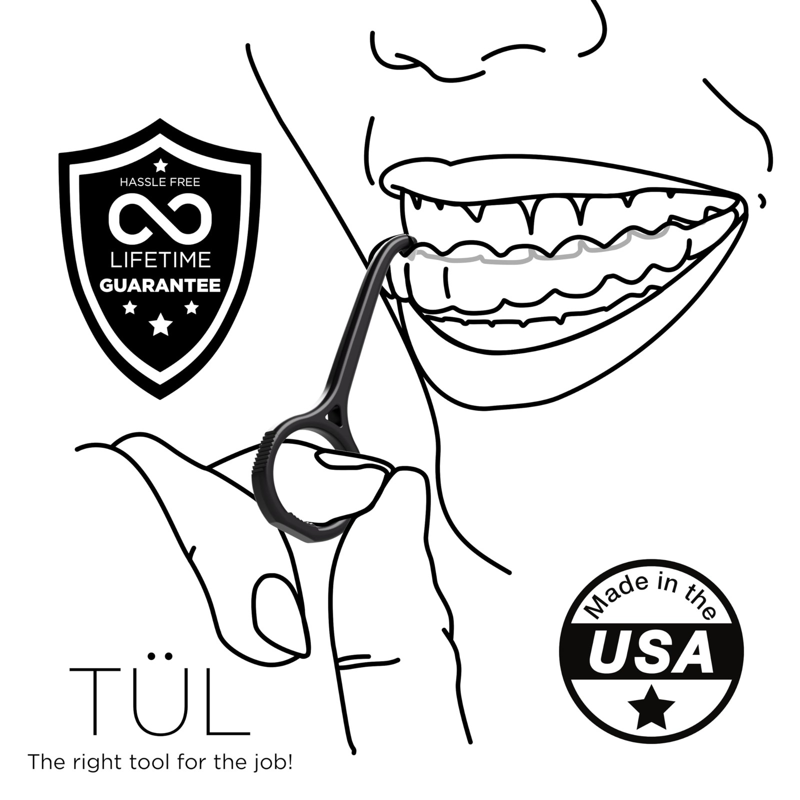 TÜL | Only Invisalign Remover Tool Made in the USA | Lifetime Black 2 Pack