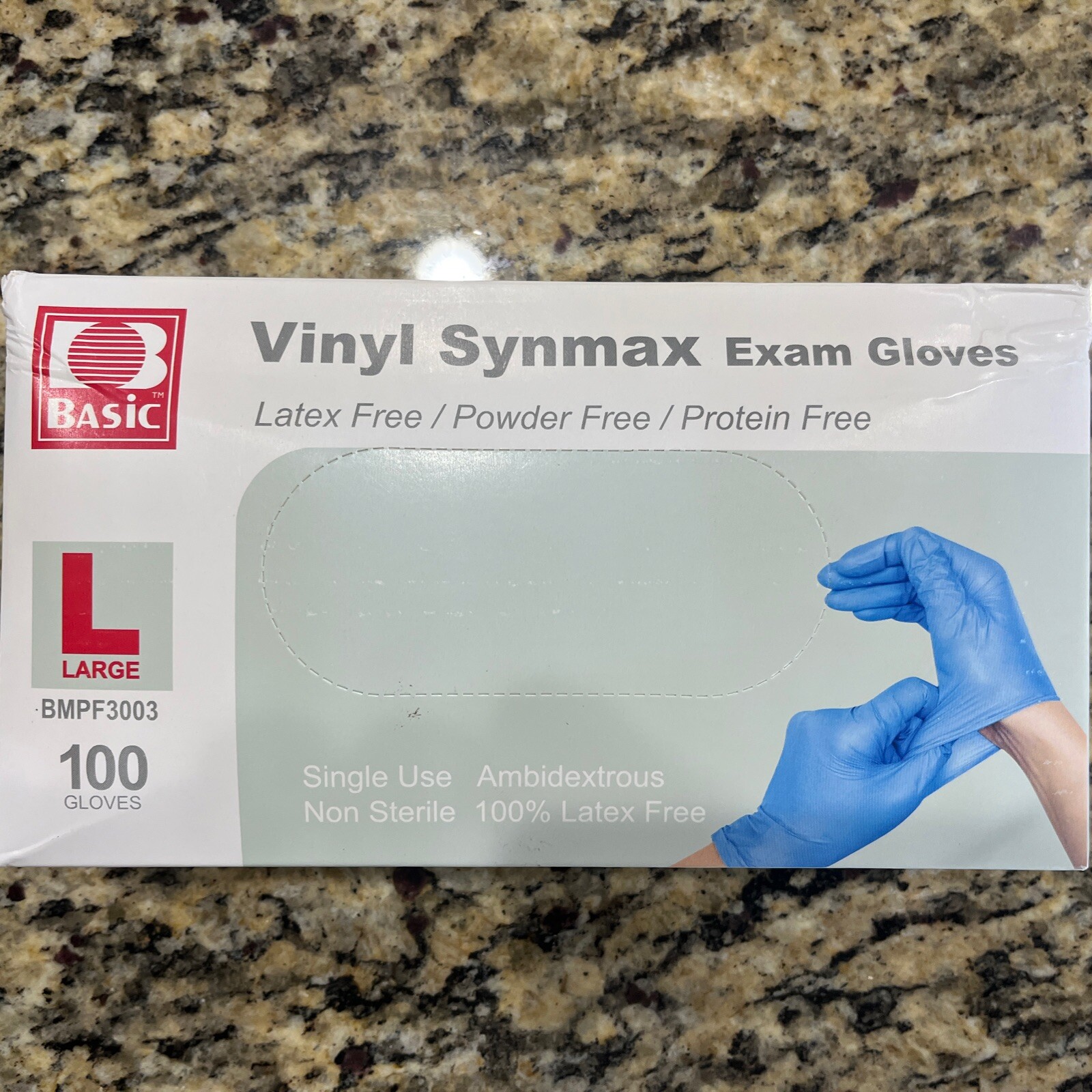 Basic Synmax Vinyl Exam Gloves, 100- Large – Latex Free, Powder Free