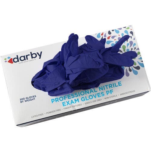 HandsOn Professional Nitrile PF Dark Blue Gloves, Small, 300/Box