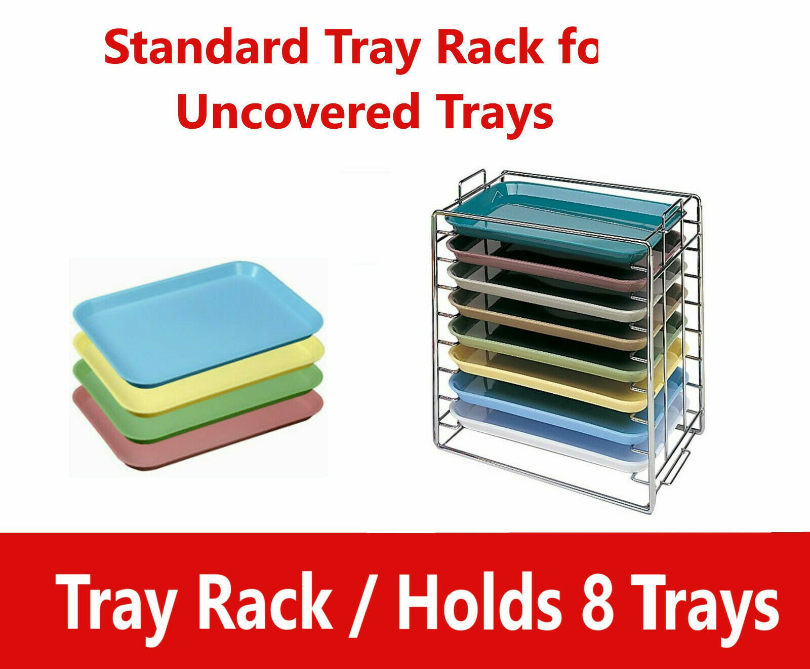 Dental Medical Chromed Steel Instrument Tray Rack 8 Position for Size B Trays