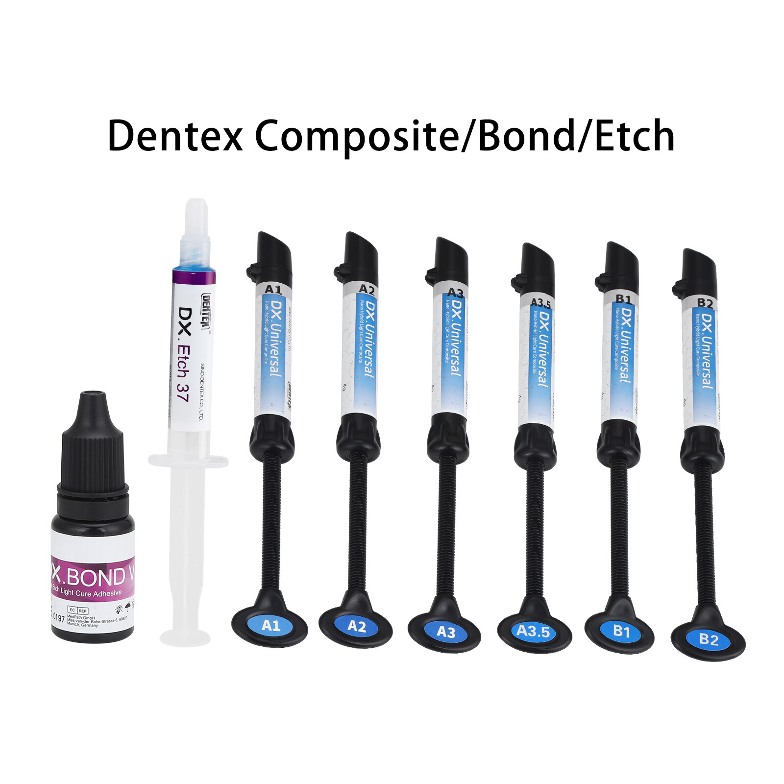 NEW Dental Universal Light Cure Composite Kit Shade A1 A2 A3 A3.5 B1 B2